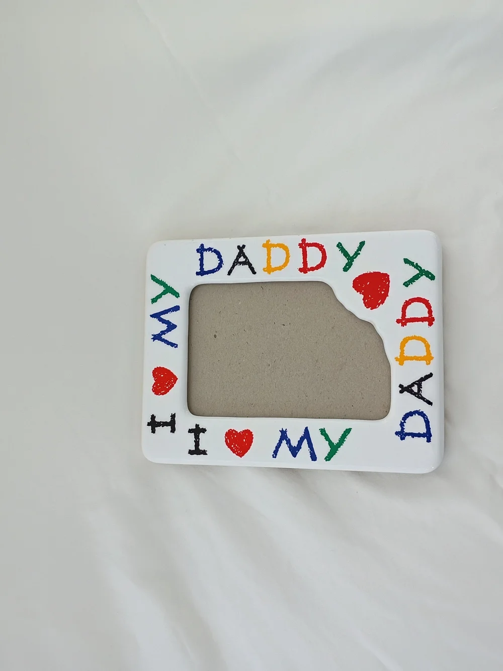 Ceramic I Love My Daddy Frame Crayon Colors Hearts Retro 3 1/2